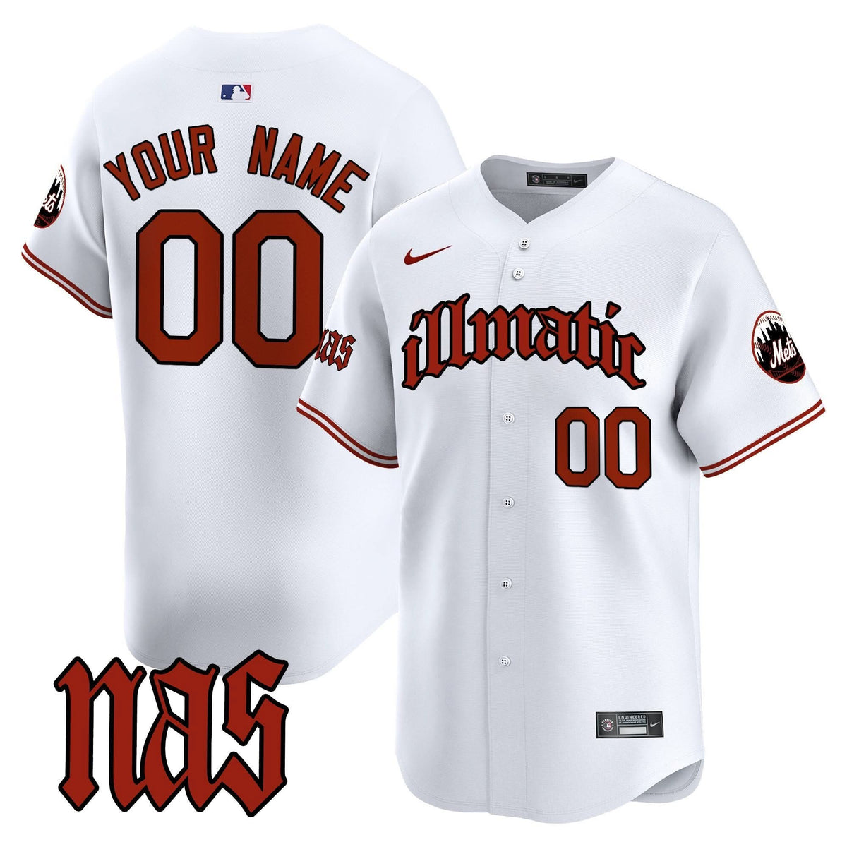 NYM Nas Illmatic Vapor Premier Limited Custom Jersey - Stitched