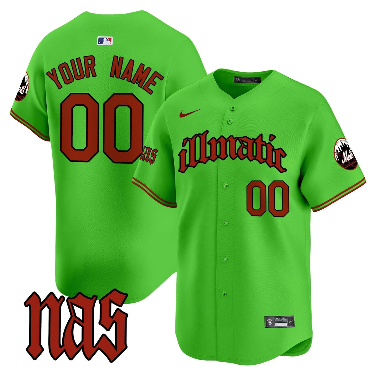 NYM Nas Illmatic Vapor Premier Limited Custom Jersey - Stitched