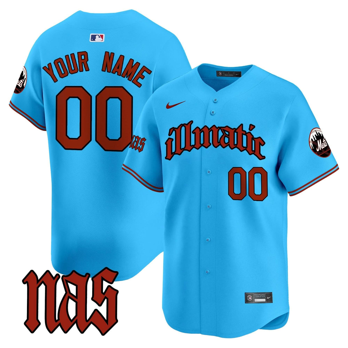 NYM Nas Illmatic Vapor Premier Limited Custom Jersey - Stitched