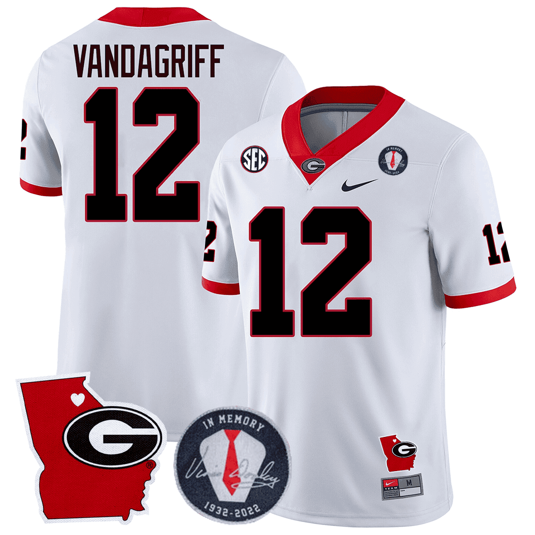 GB 2023 Vince Dooley Patch & Georgia State Map Jersey