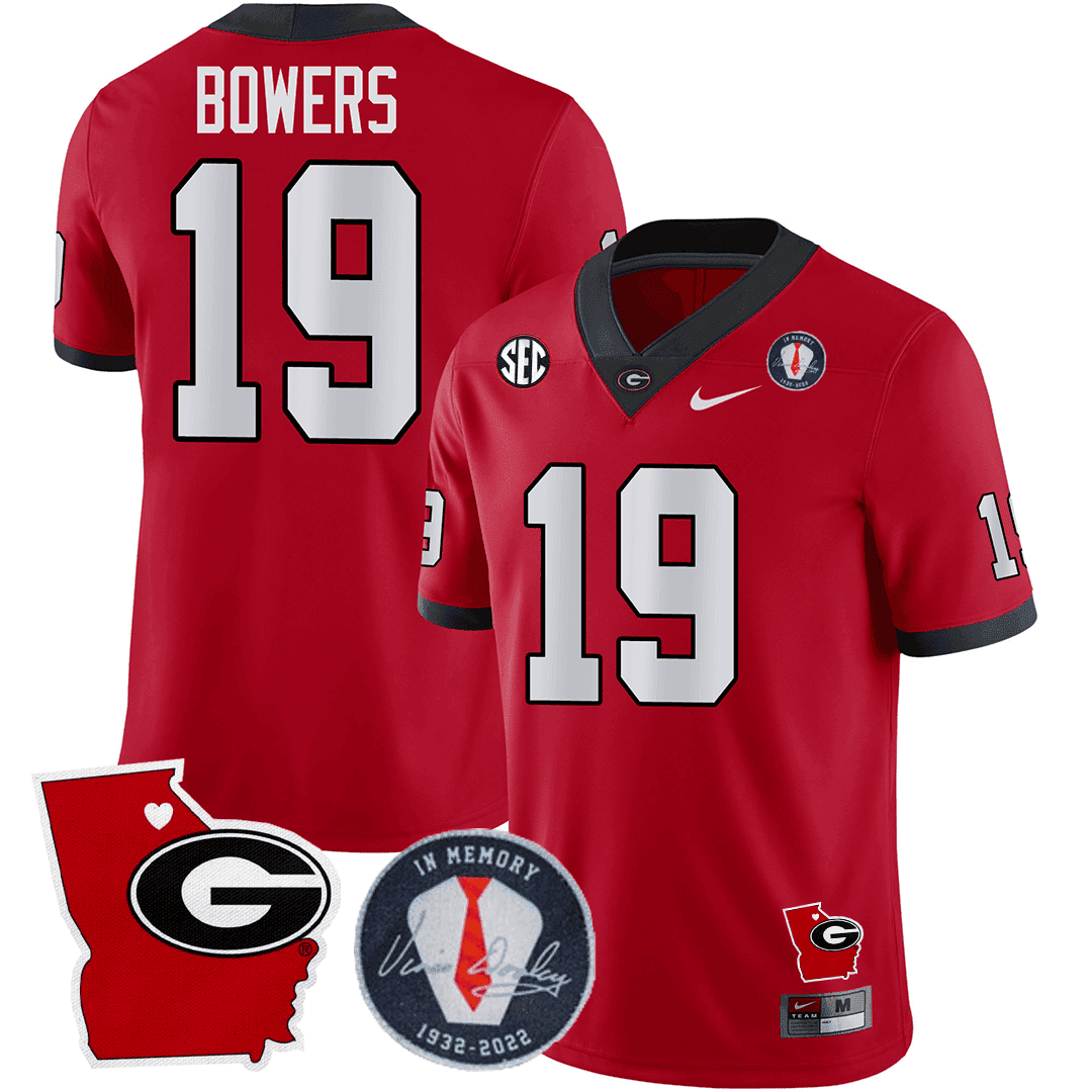 GB 2024 Vince Dooley Patch & Georgia State Map Jersey