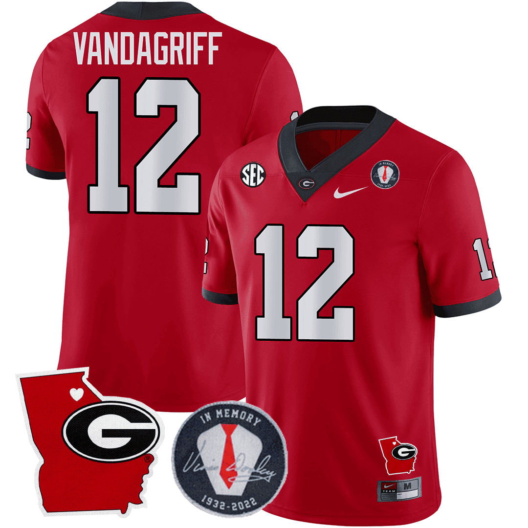 GB 2023 Vince Dooley Patch & Georgia State Map Jersey