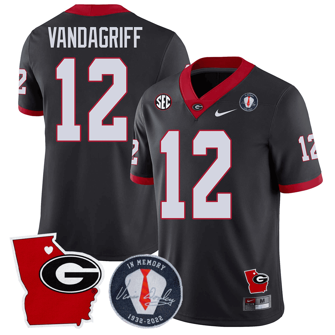 GB 2024 Vince Dooley Patch & Georgia State Map Jersey