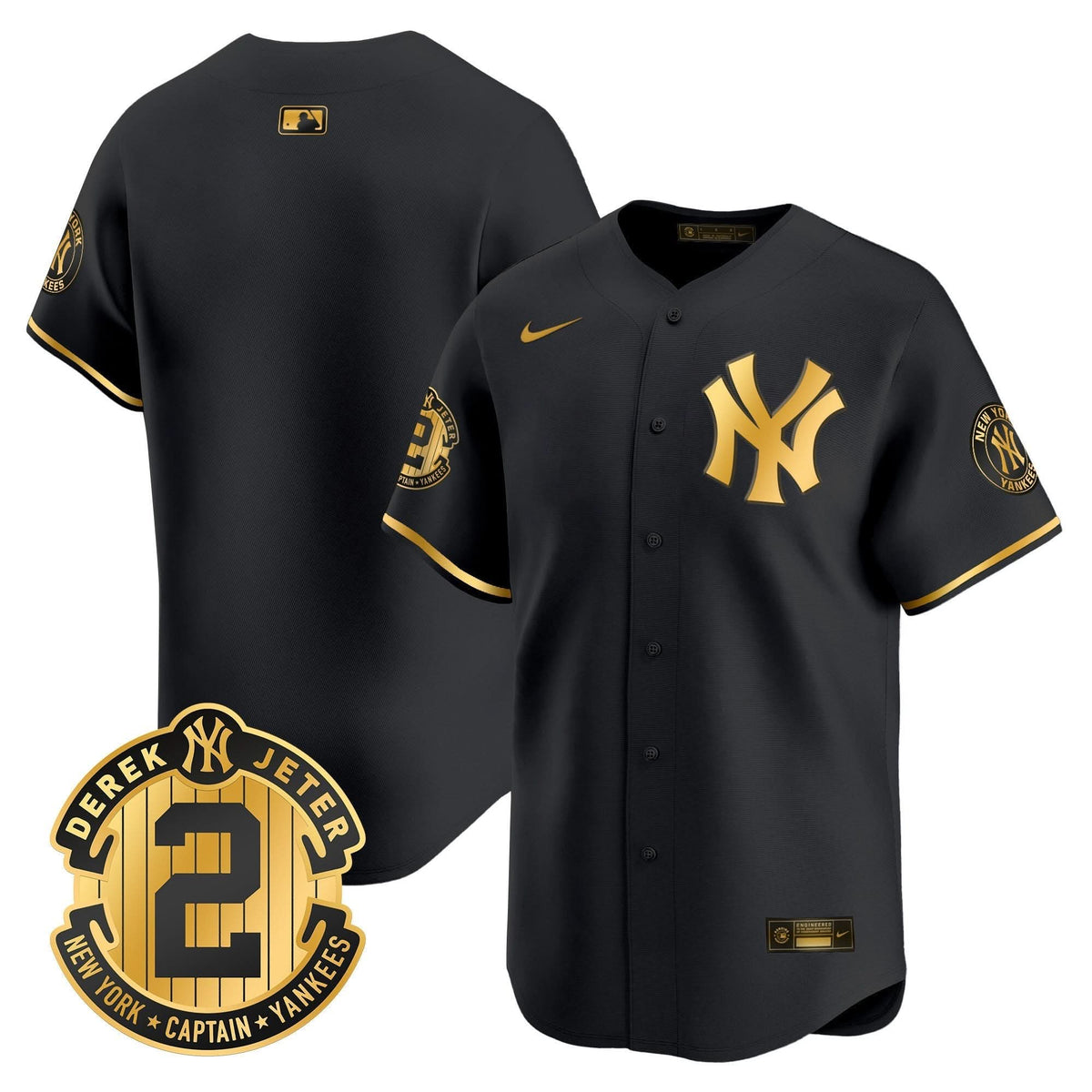 NYY Derek Jeter Patch Vapor Premier Limited Jersey - Stitched