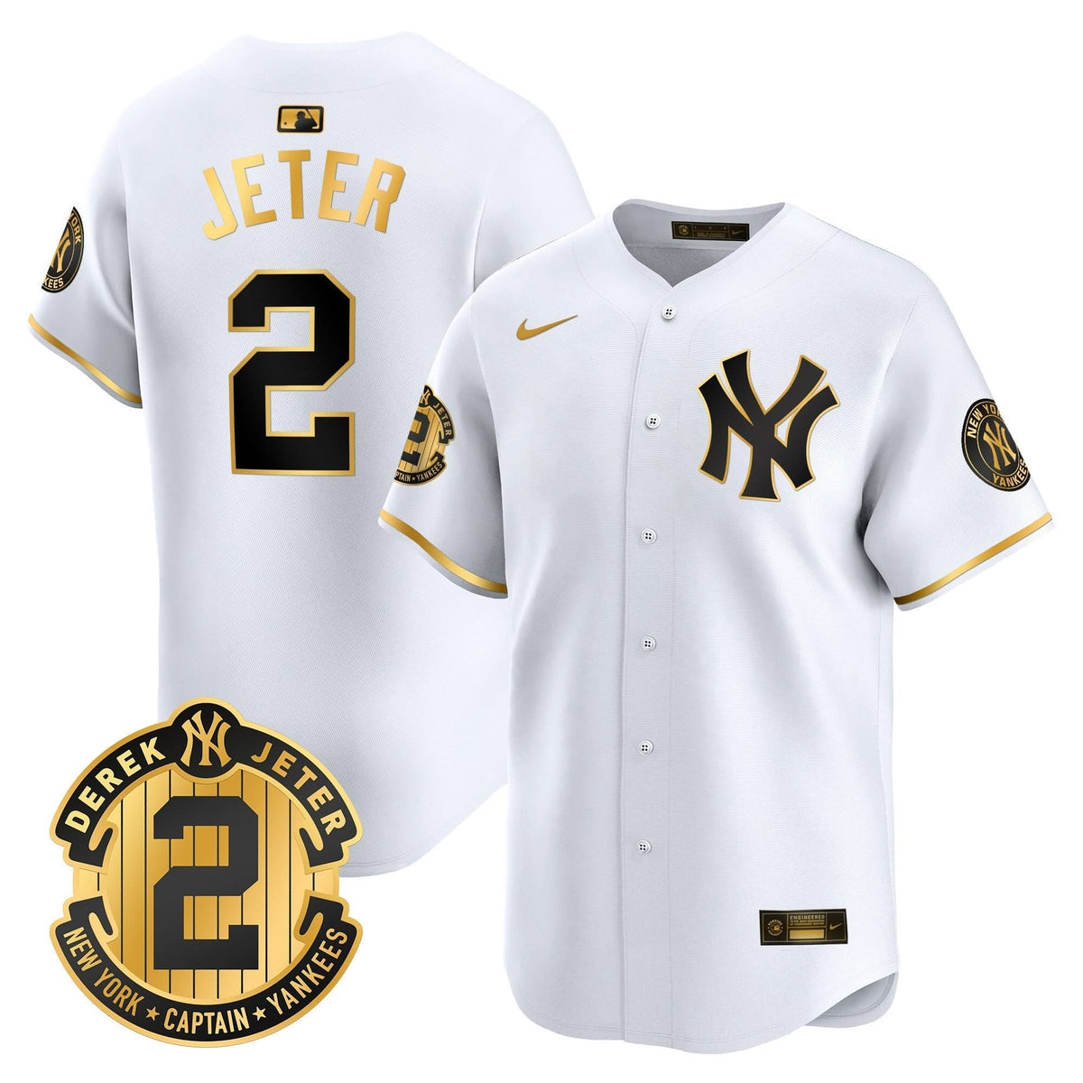 NYY Derek Jeter Patch Vapor Premier Limited Jersey - Stitched