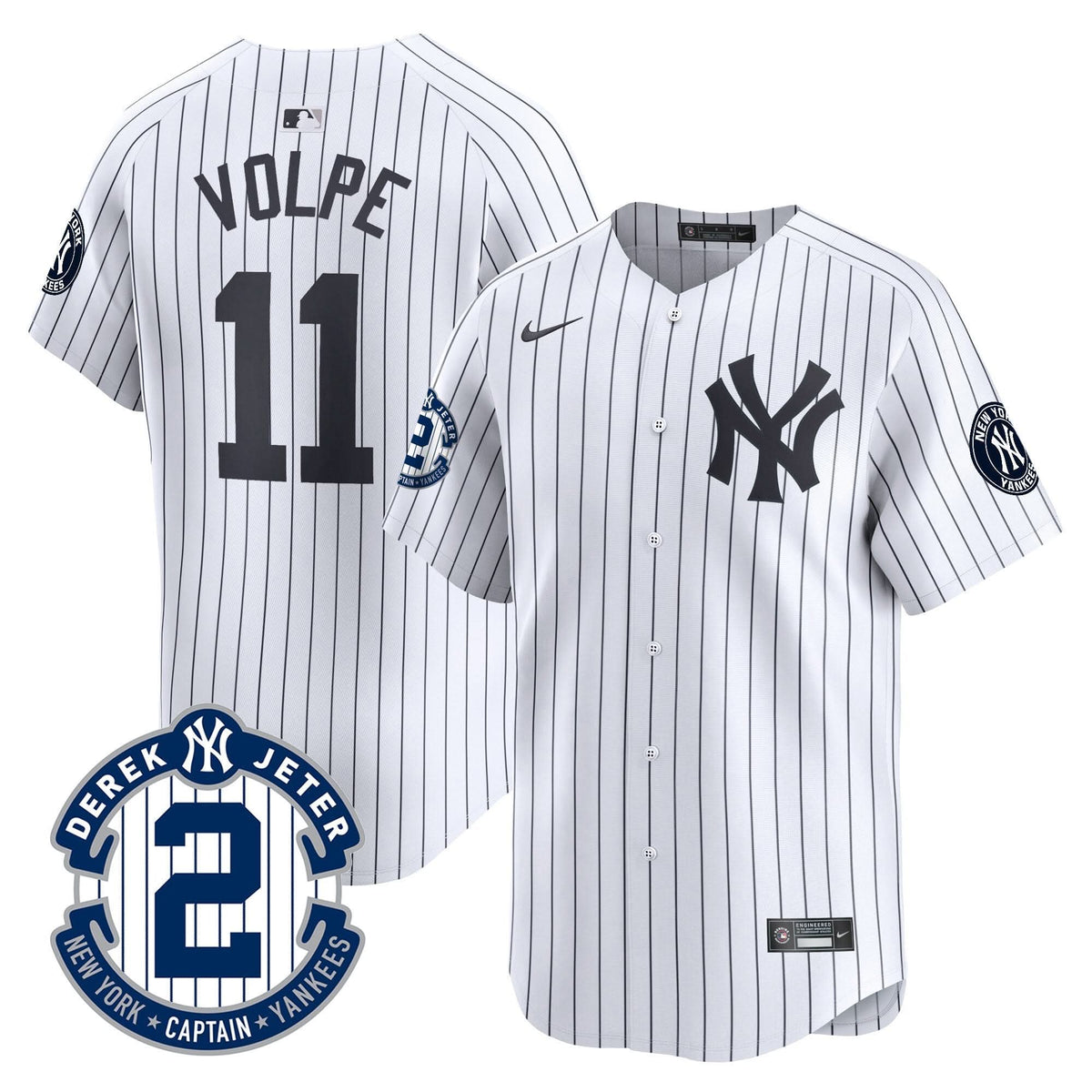 NYY Derek Jeter Patch Vapor Premier Limited Jersey - Stitched