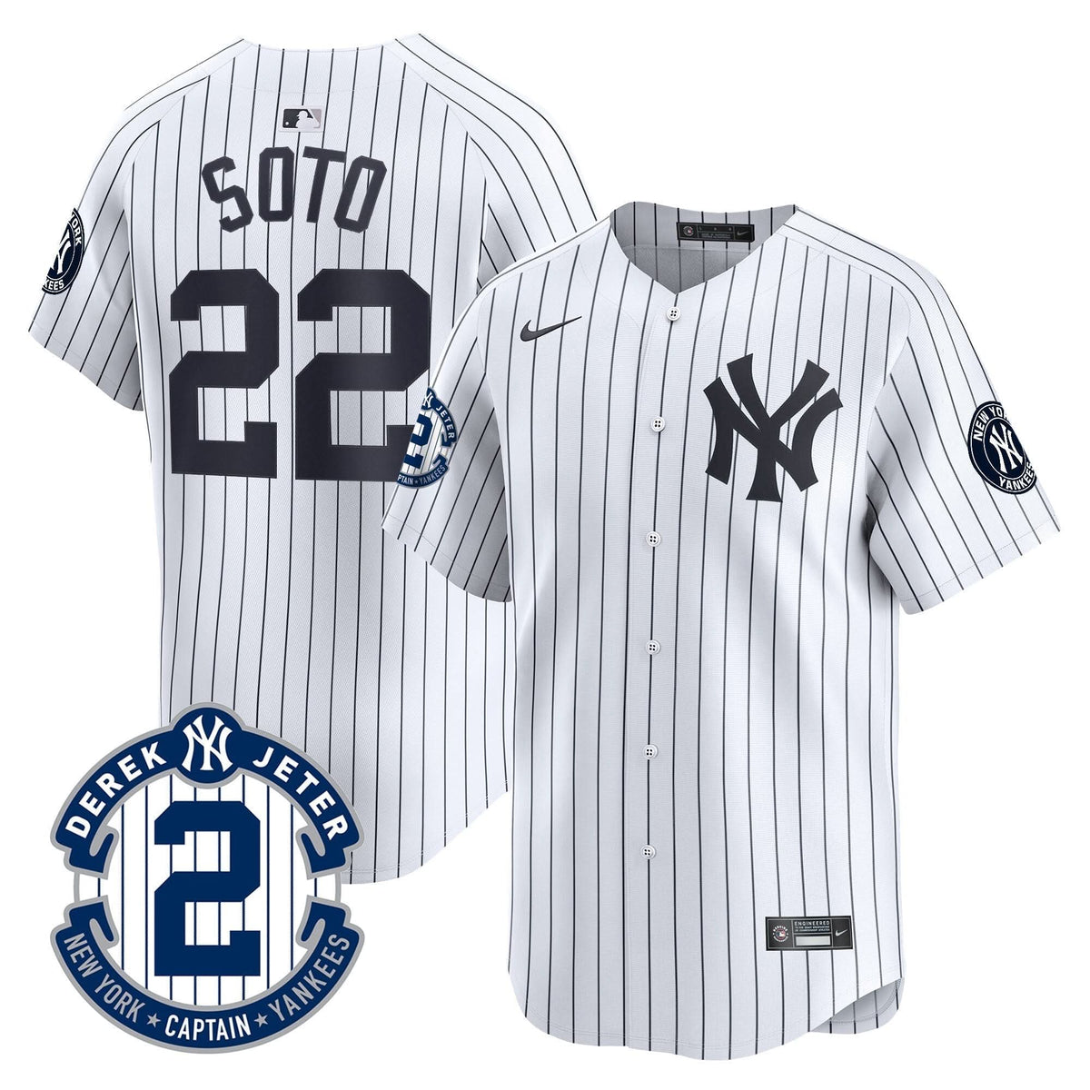 NYY Derek Jeter Patch Vapor Premier Limited Jersey - Stitched