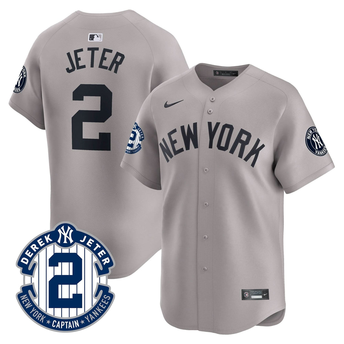NYY Derek Jeter Patch Vapor Premier Limited Jersey - Stitched