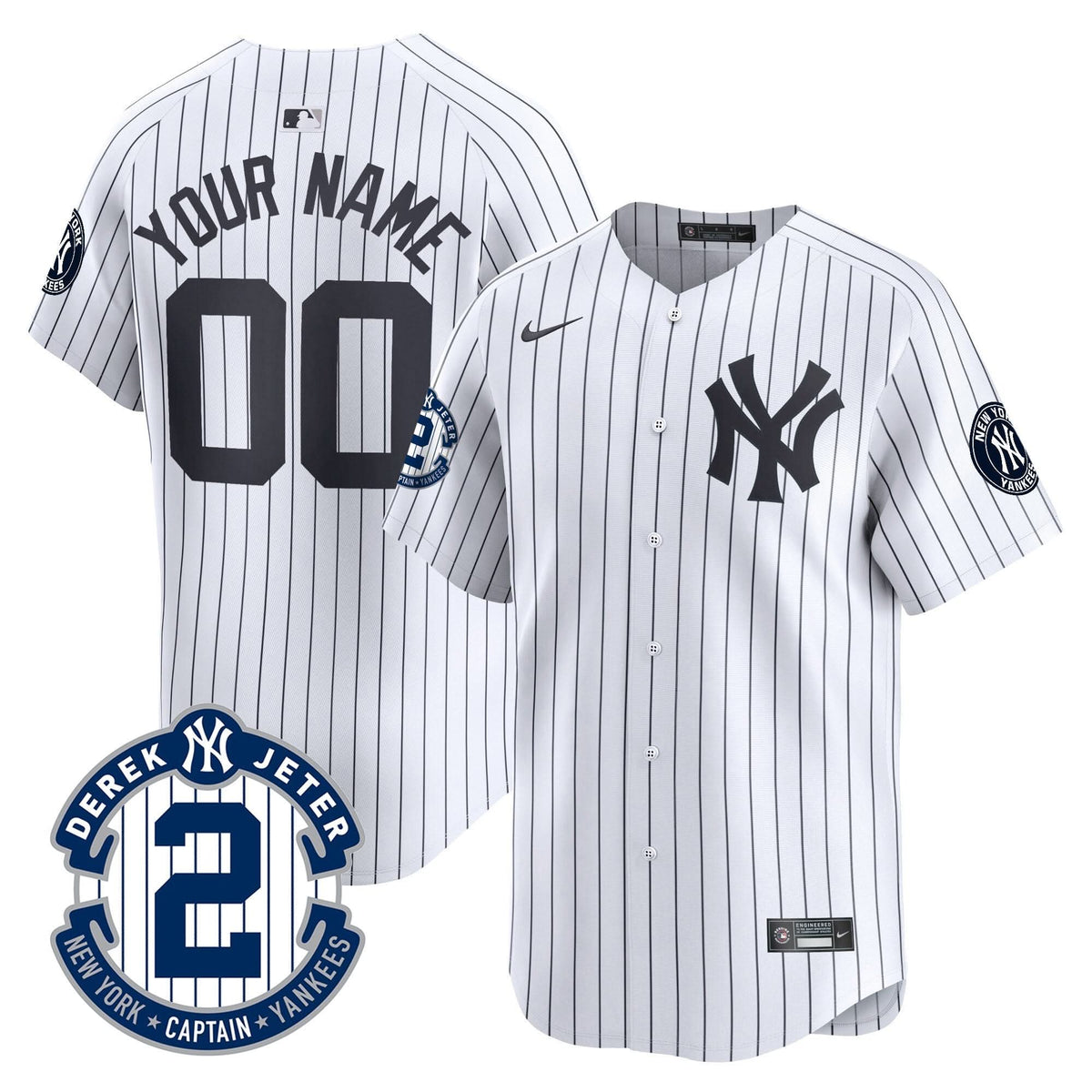 NYY Derek Jeter Patch Vapor Premier Limited Custom Jersey - Stitched