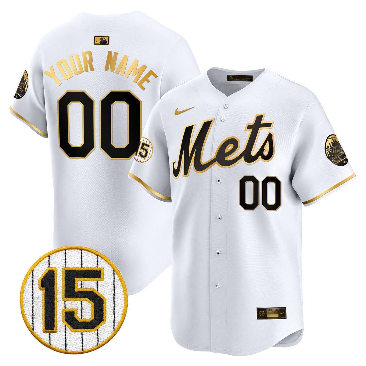 NYM Jerry Grote Patch Vapor Premier Limited Custom Jersey - Stitched