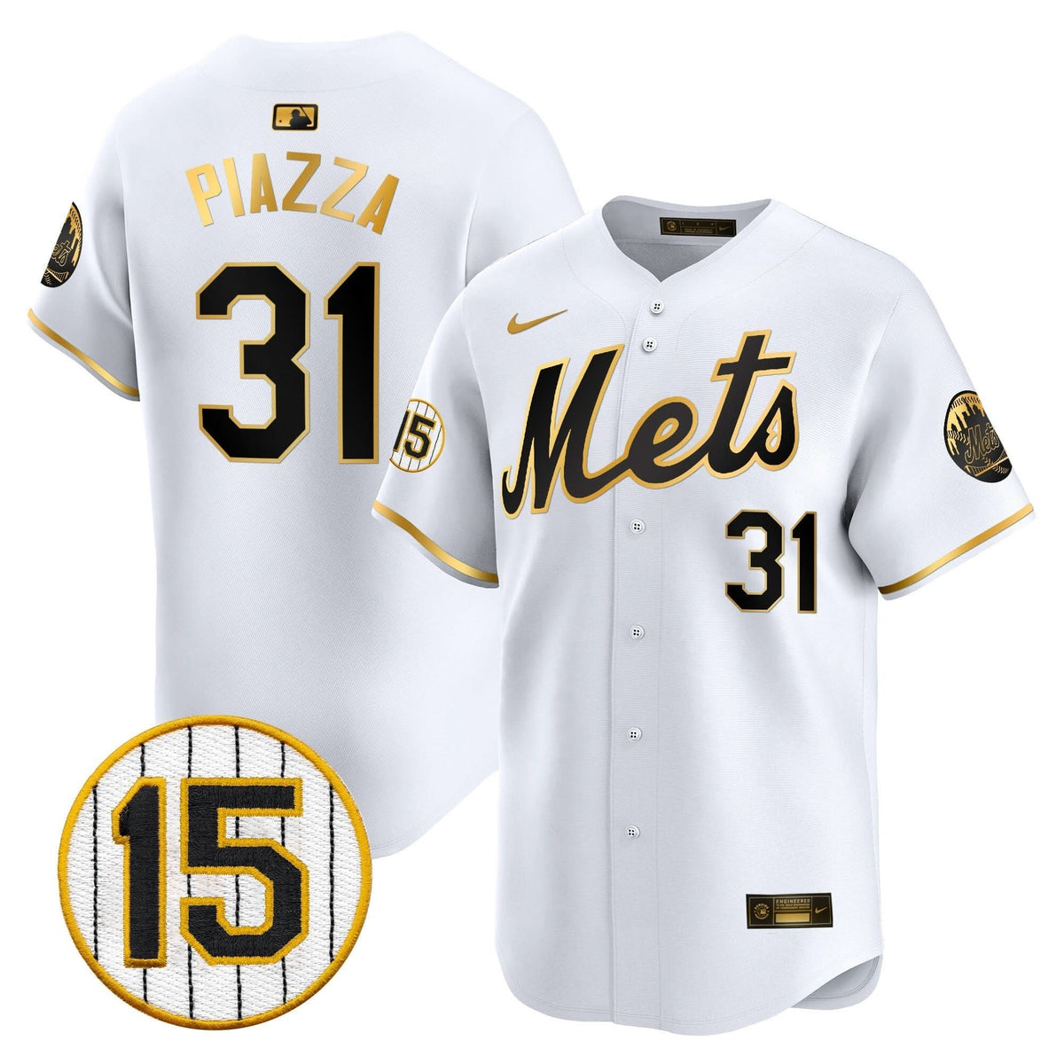 NYM Jerry Grote Patch Vapor Premier Limited Jersey - Stitched