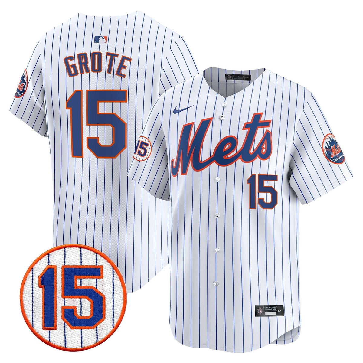 NYM Jerry Grote Patch Vapor Premier Limited Jersey - Stitched