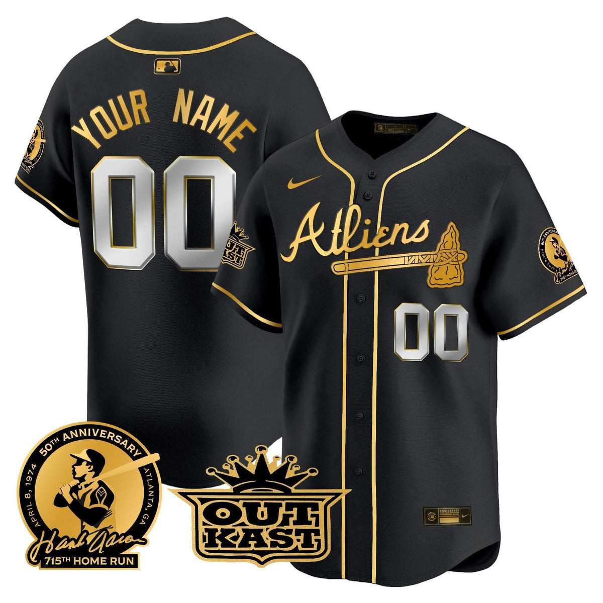 AB Atliens & Hank Aaron Patch Vapor Premier Limited Custom Jersey - Stitched