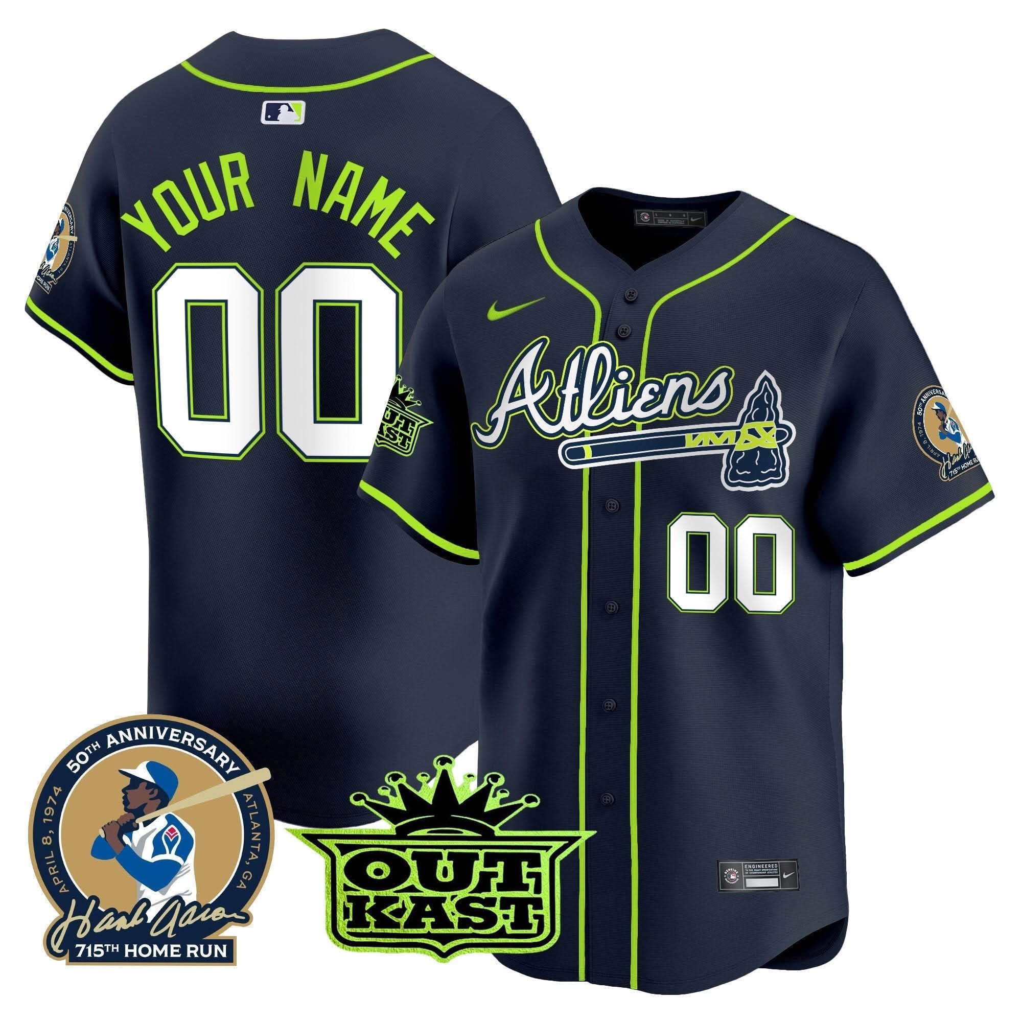 AB Atliens & Hank Aaron Patch Vapor Premier Limited Custom Jersey - Stitched