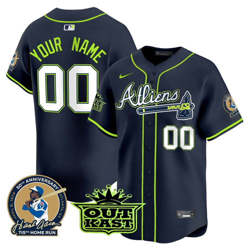 AB Atliens & Hank Aaron Patch Vapor Premier Limited Custom Jersey - Stitched