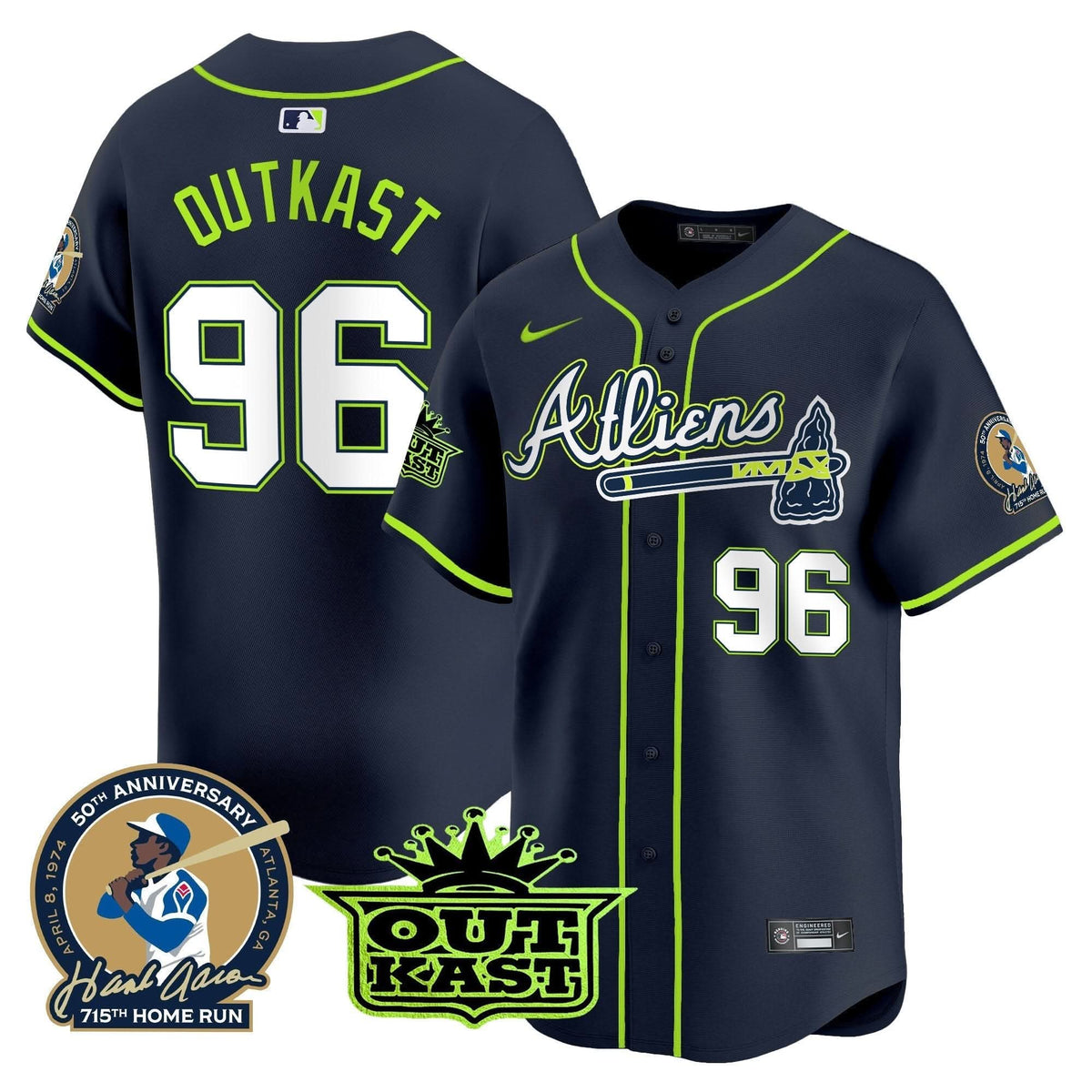 AB Atliens & Hank Aaron Patch Vapor Premier Limited Jersey - Stitched