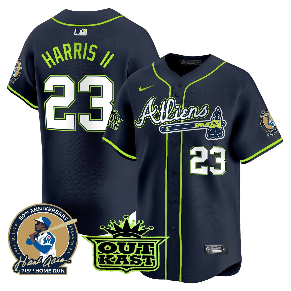 AB Atliens & Hank Aaron Patch Vapor Premier Limited Jersey - Stitched