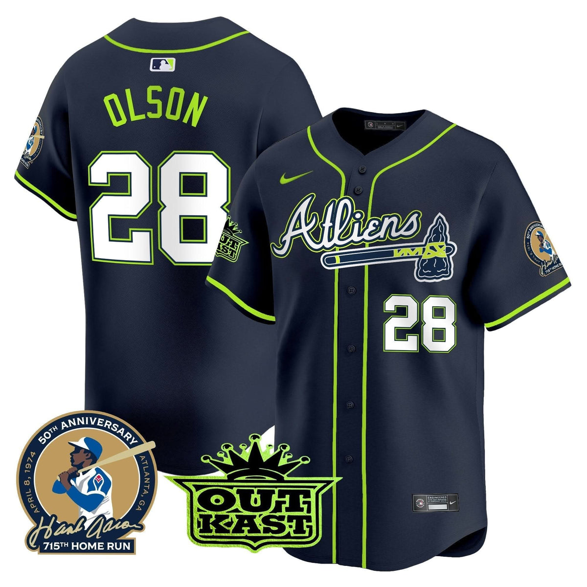 AB Atliens & Hank Aaron Patch Vapor Premier Limited Jersey - Stitched