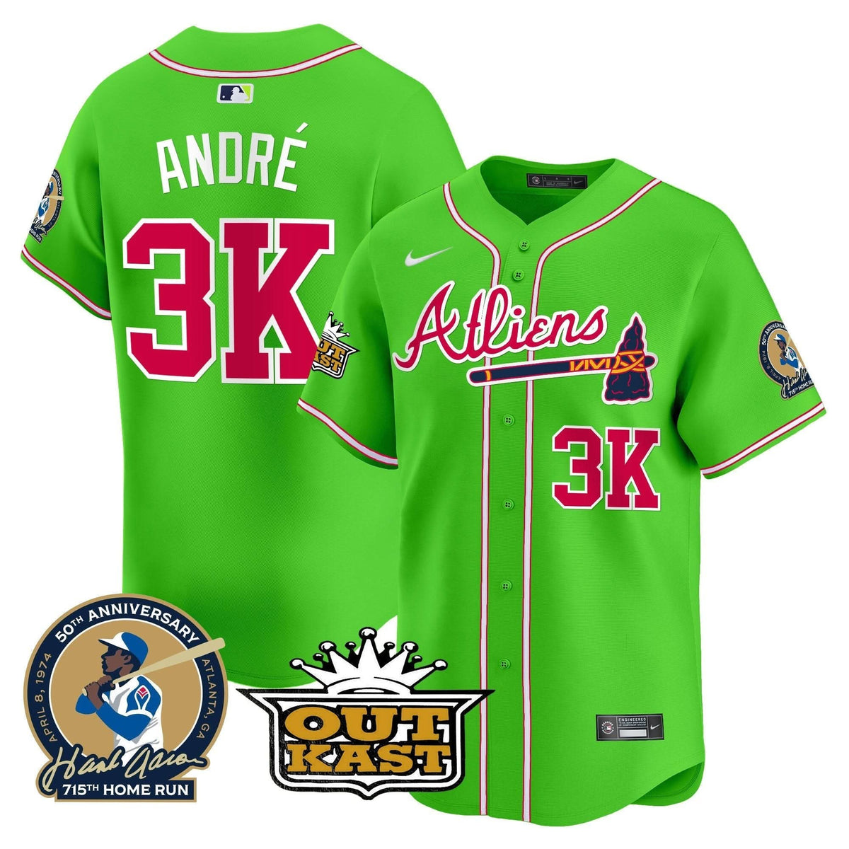AB Atliens & Hank Aaron Patch Vapor Premier Limited Jersey - Stitched