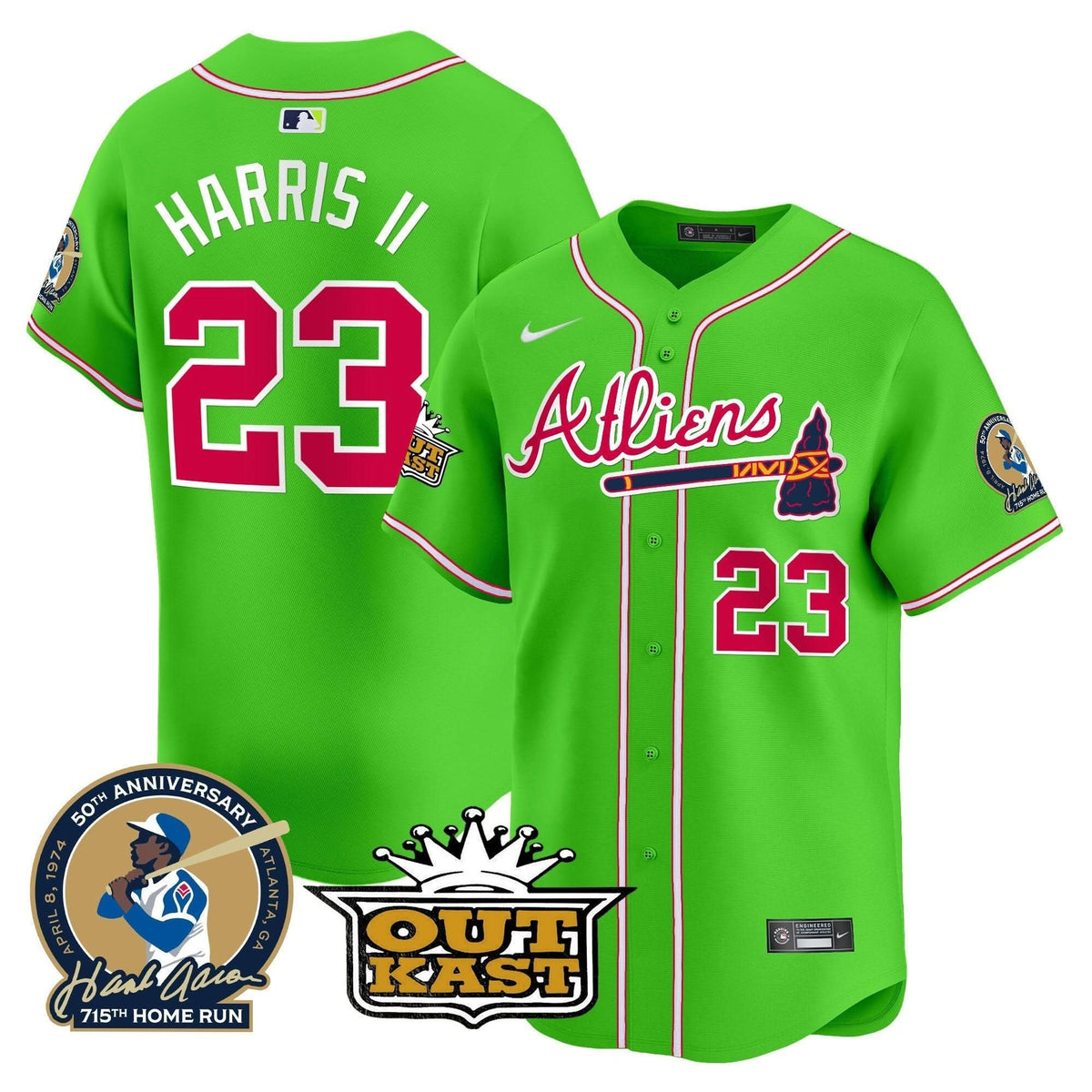 AB Atliens & Hank Aaron Patch Vapor Premier Limited Jersey - Stitched