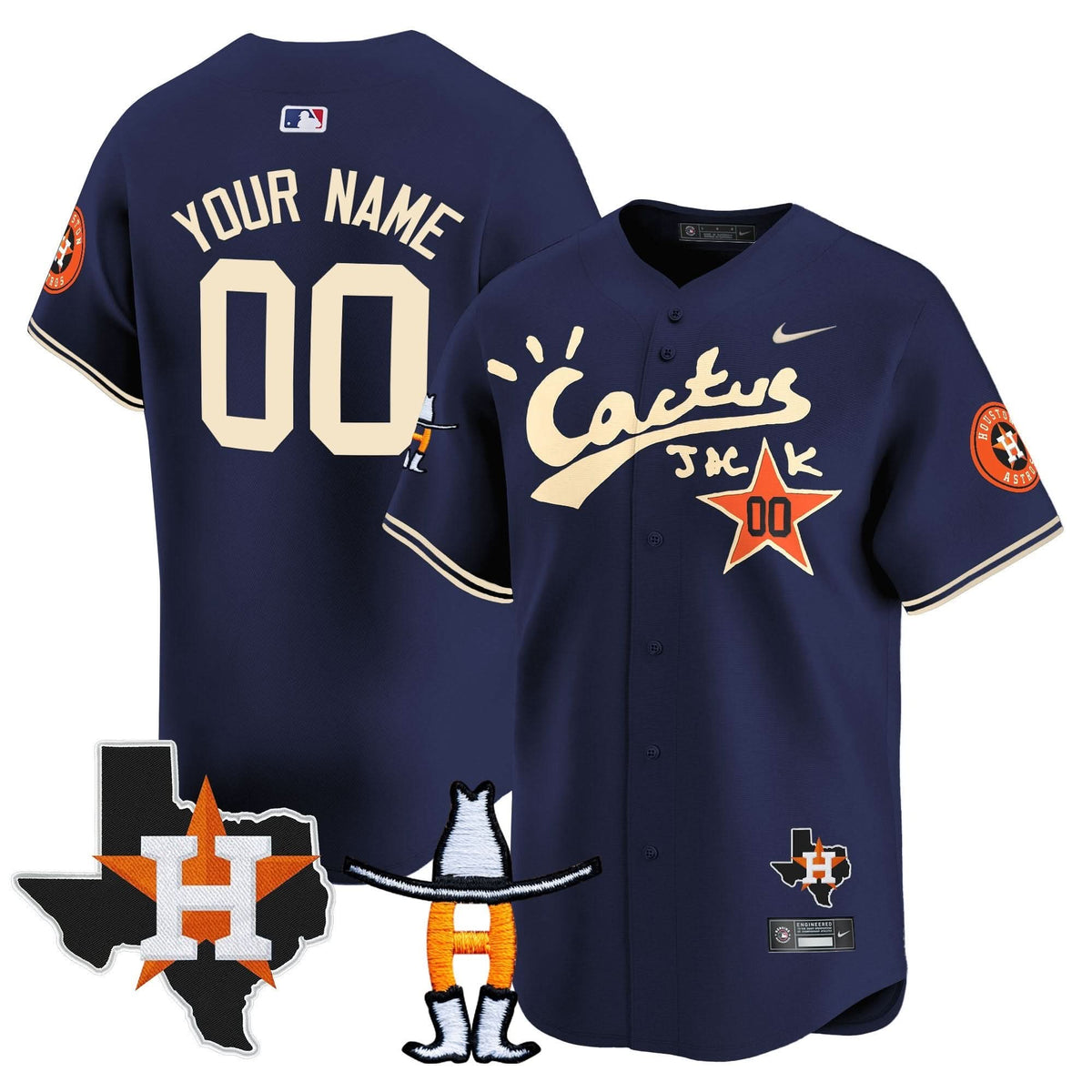 HA Cactus Jack Houston Rodeo Patch Vapor Premier Limited Custom Jersey - Stitched