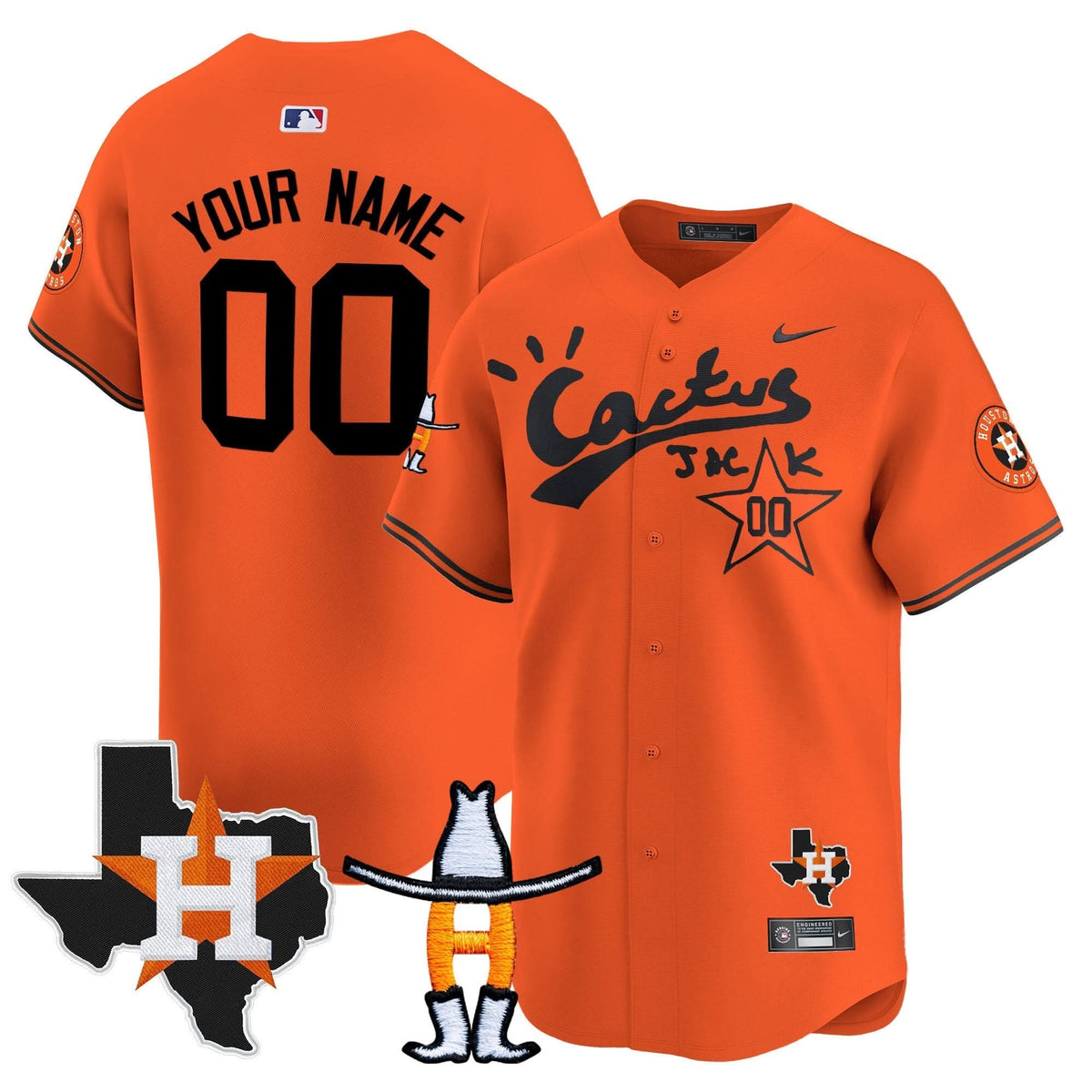 HA Cactus Jack Houston Rodeo Patch Vapor Premier Limited Custom Jersey - Stitched
