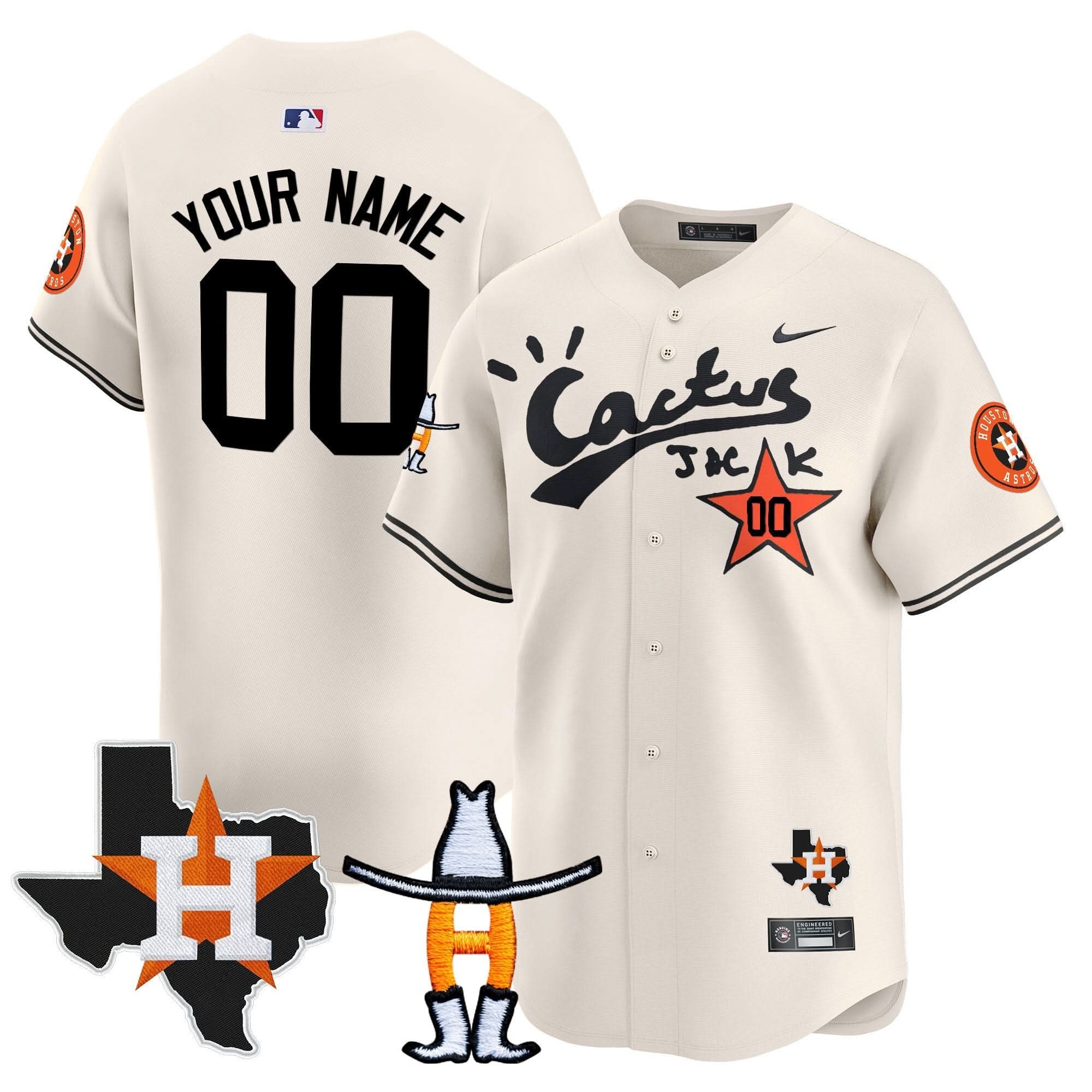 HA Cactus Jack Houston Rodeo Patch Vapor Premier Limited Custom Jersey - Stitched